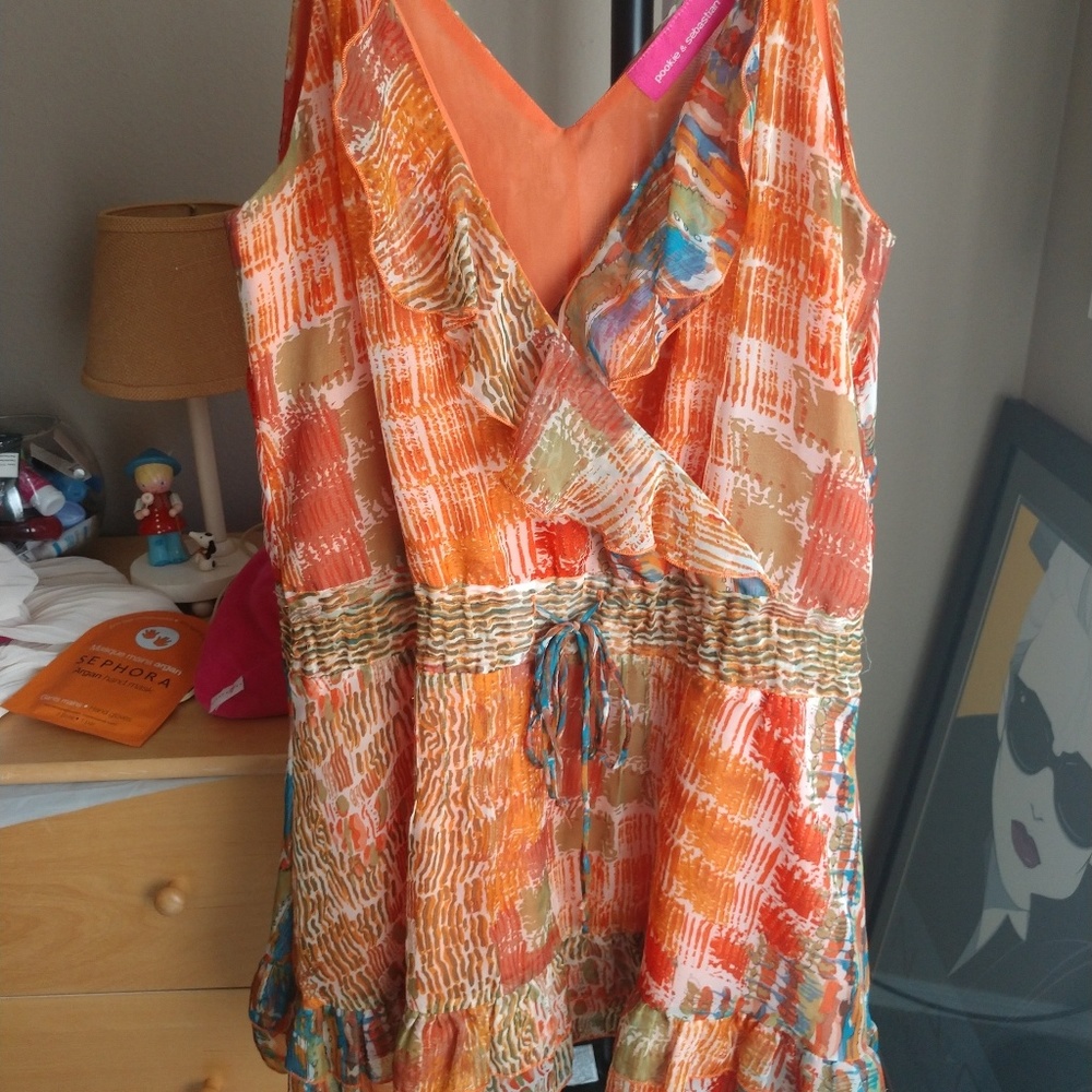 Pookie & Sebastian size medium orange print dress